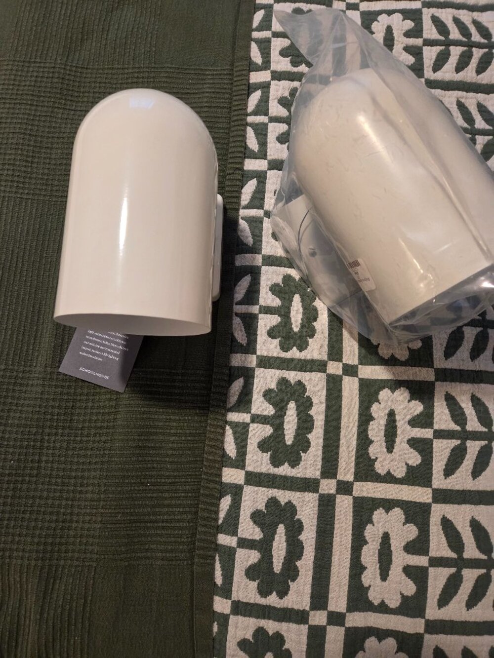 2 Schoolhouse Allegheny Sconces in Shell White